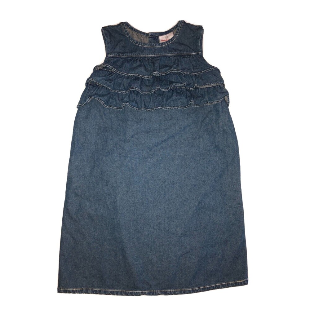Hanna Andersson 140 Girls 10 Dress Denim Jean Jumper Ruffles Sleeveless